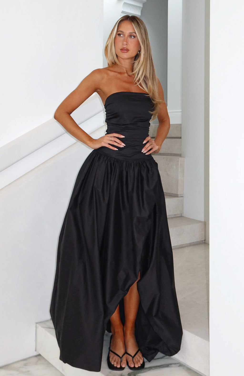 Trending Keep My Promise Strapless Maxi Dress Black
