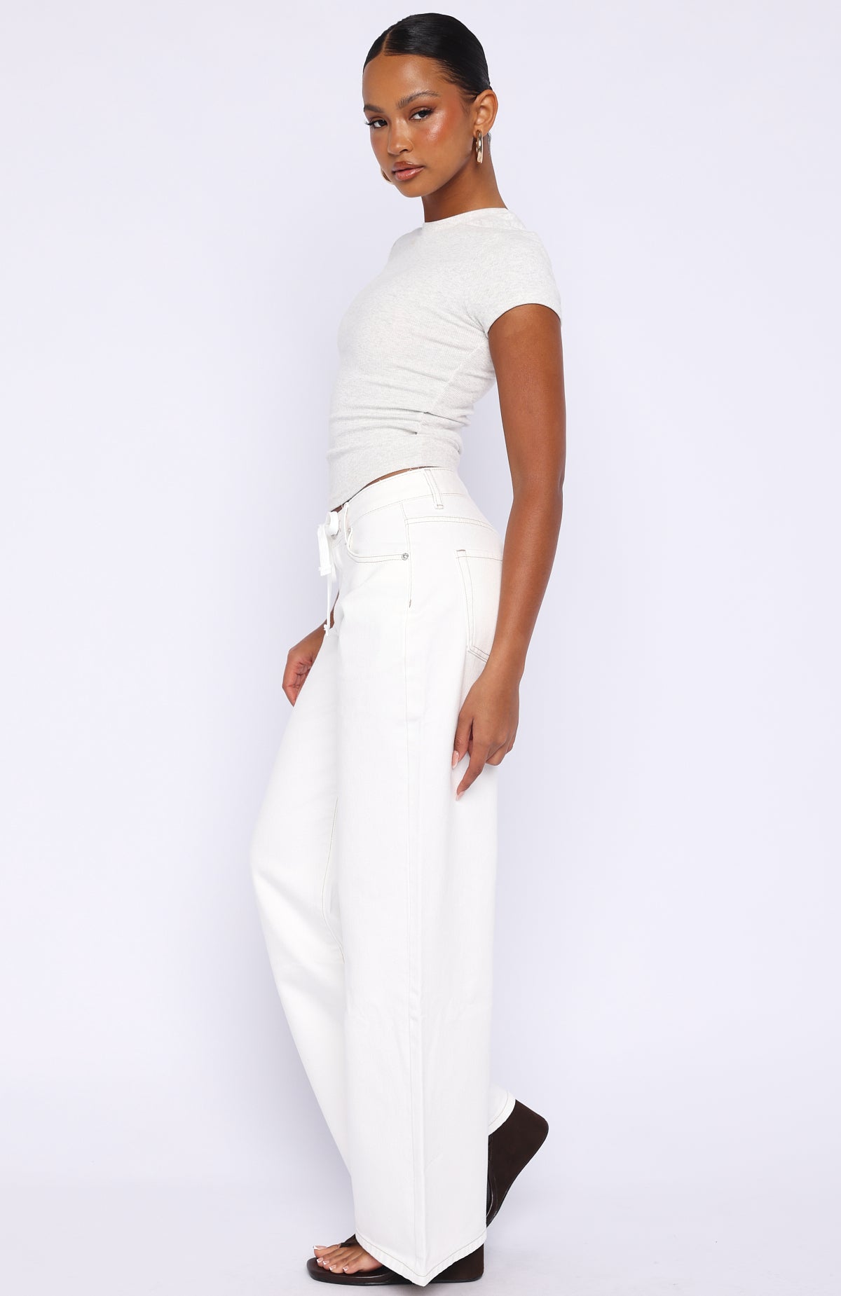 Trending Kendall Mid Rise Wide Leg Jeans Off White