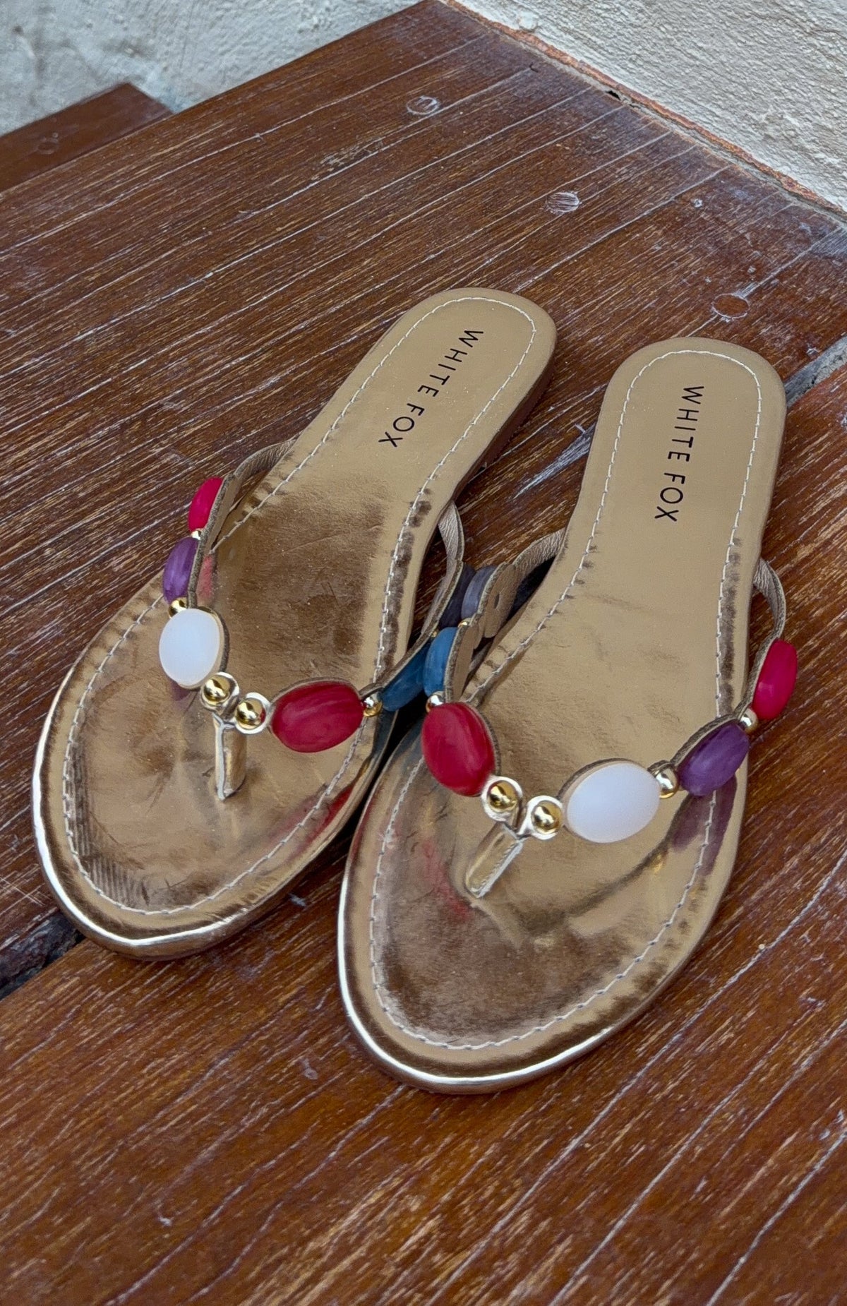 Trending Kira Beaded Thong Sandals Gold