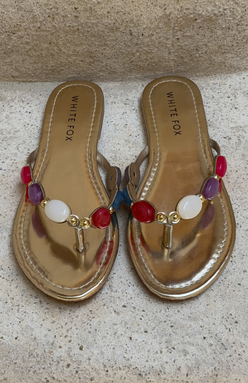 Trending Kira Beaded Thong Sandals Gold