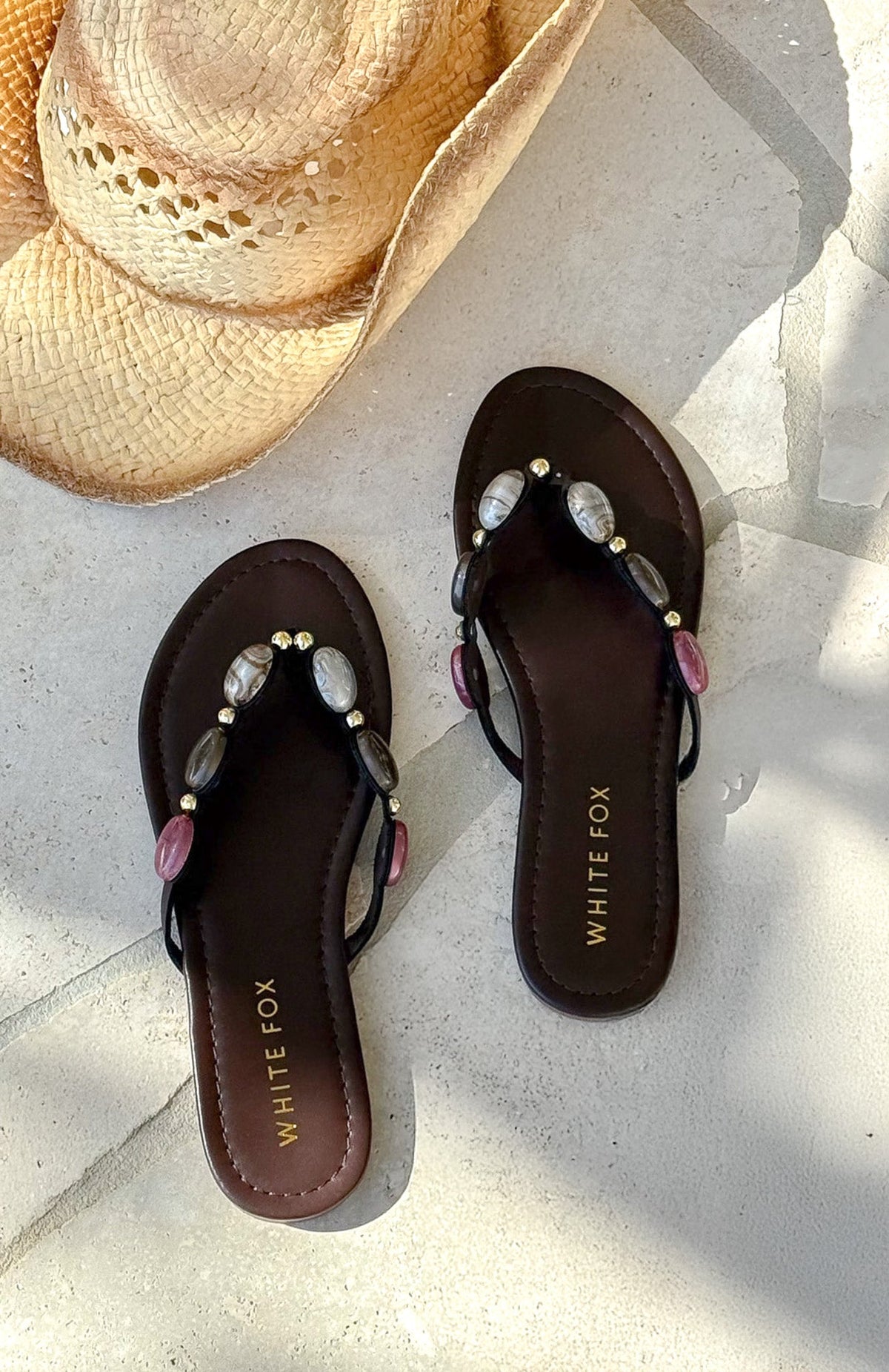 Trending Kira Beaded Thong Sandals Chocolate