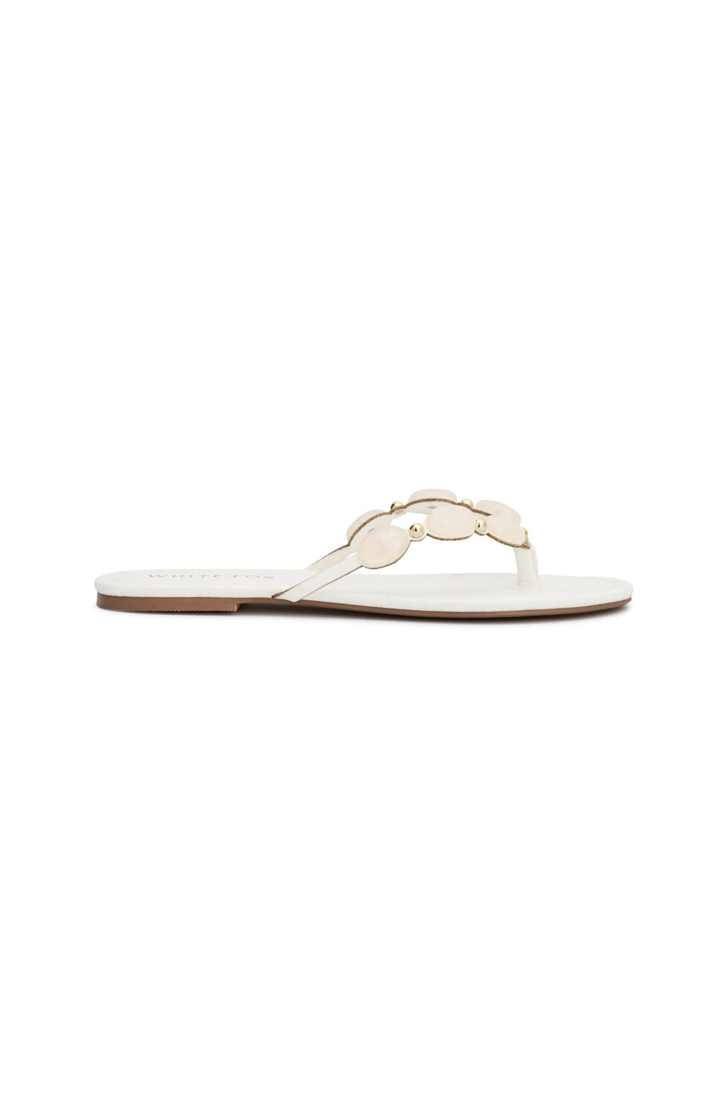 Trending Kira Beaded Thong Sandals White