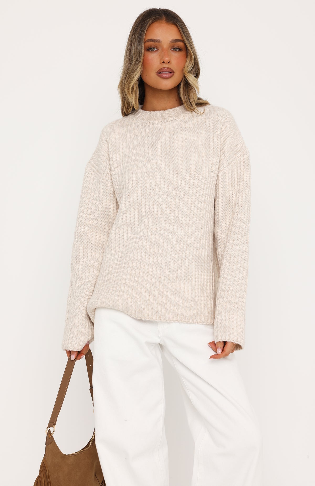 Trending Lavinia Knit Sweater Oat Marle