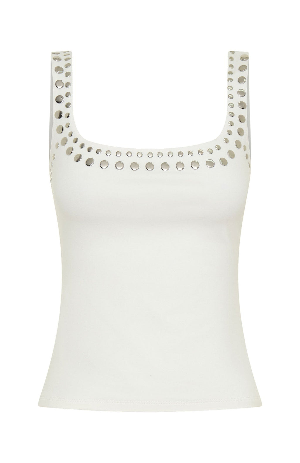 Trending Lets Play Studded Tank Top White