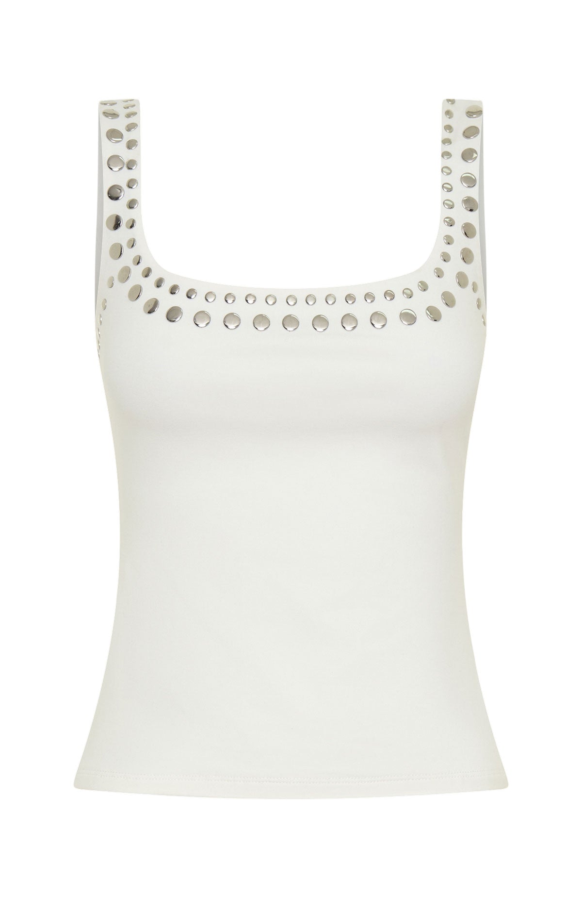 Trending Lets Play Studded Tank Top White