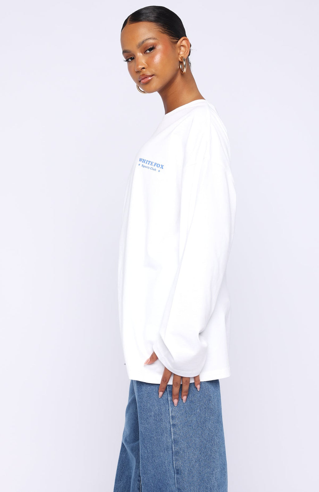 Trending Little Bit Loud Oversized Long Sleeve Tee White