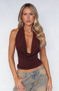Trending Homesick Cowl Neck Top Chocolate