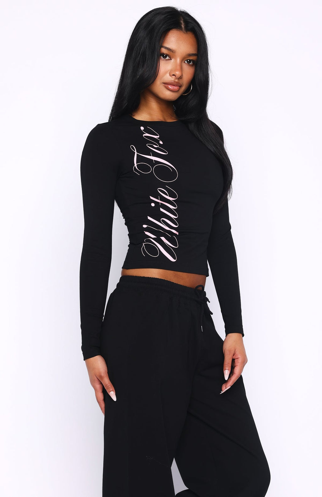 Trending Luxurious Girl Long Sleeve Baby Tee Black