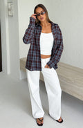 Trending Might Be Time Button Up Shirt BlueChocolate