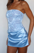 Trending My Time Is Now Strapless Mini Dress Blue