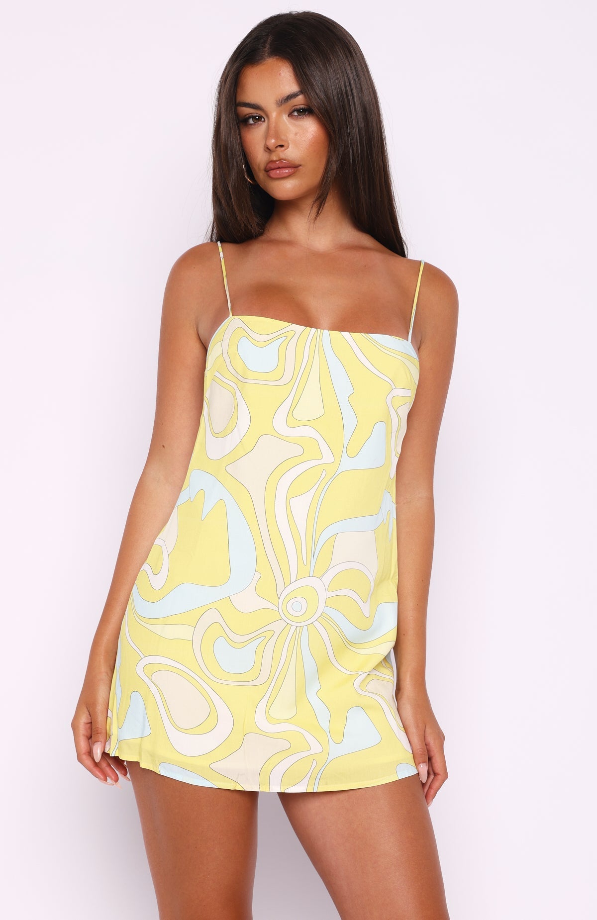 Trending Never Lost Cami Shift Mini Dress Lemontini Fizz