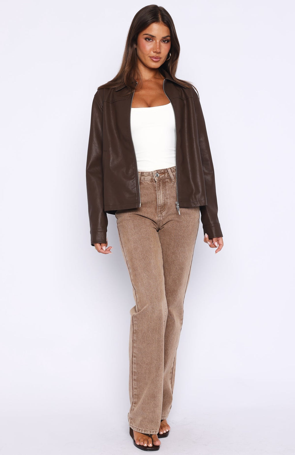 Trending Never Possible Pu Jacket Chocolate