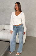 Trending Nobodys Watching Long Sleeve Top White