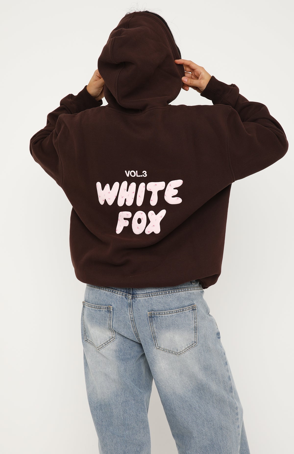 Trending Offstage Printed Oversized Hoodie Chocolate