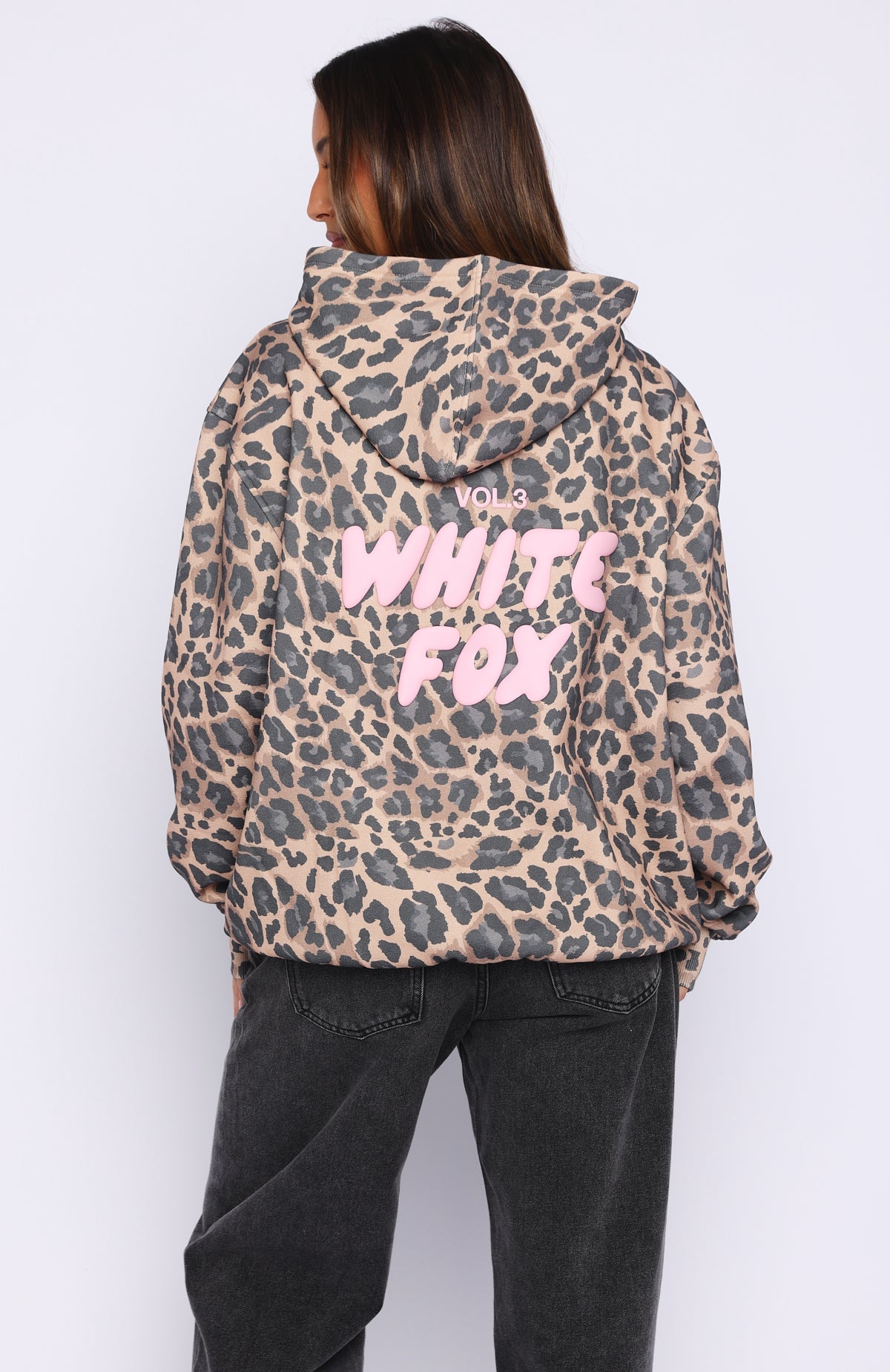 Trending Offstage Printed Oversized Hoodie Dark Leopard
