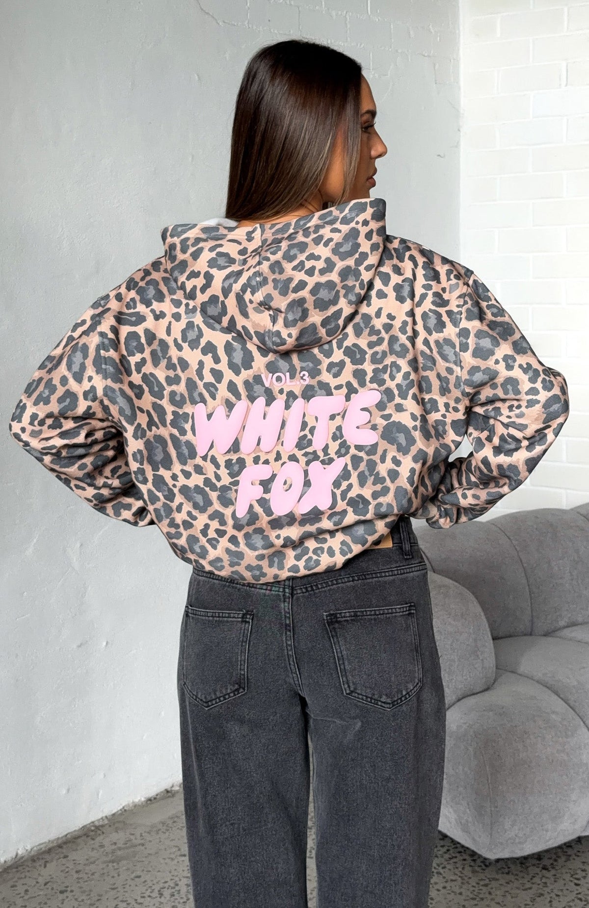 Trending Offstage Printed Oversized Hoodie Dark Leopard