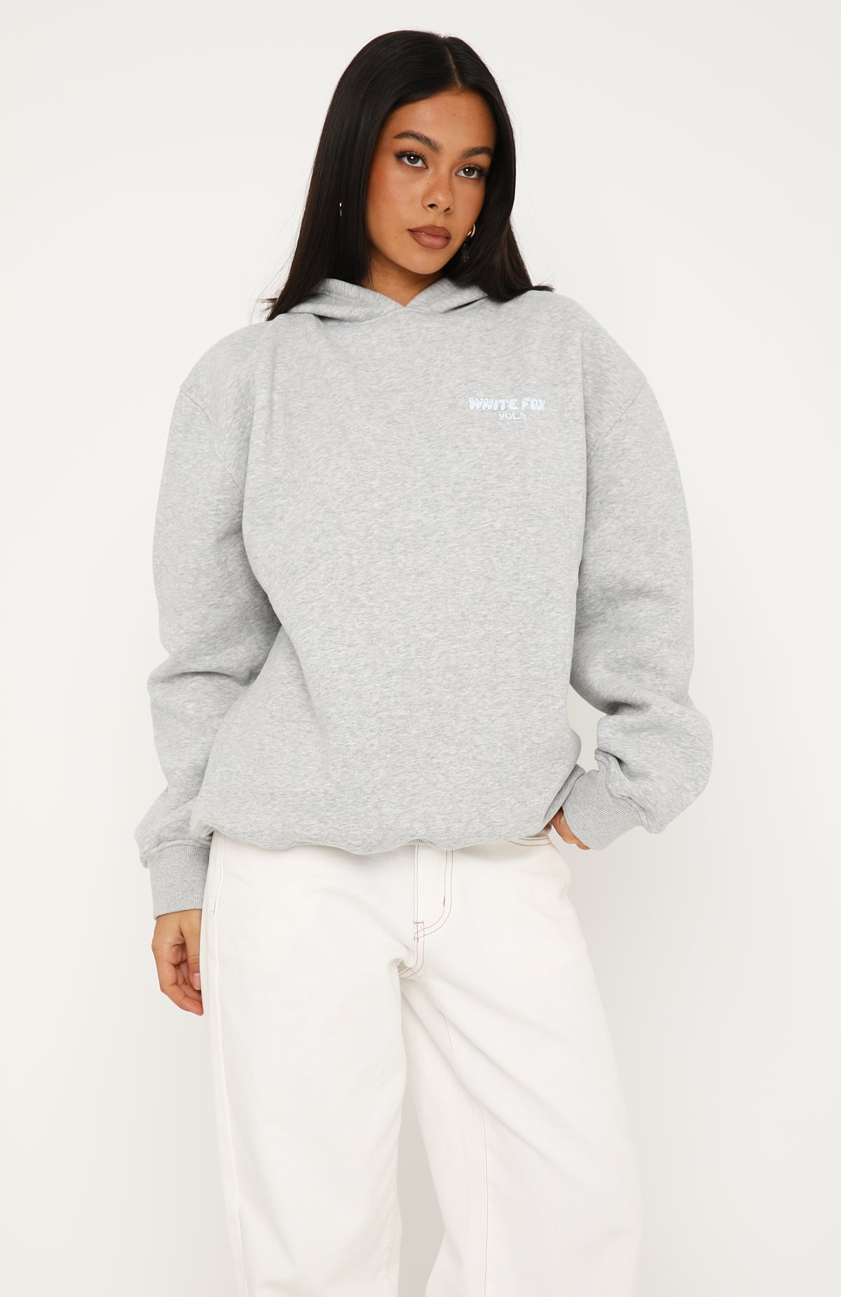 Trending Offstage Printed Oversized Hoodie Dark Grey Marle