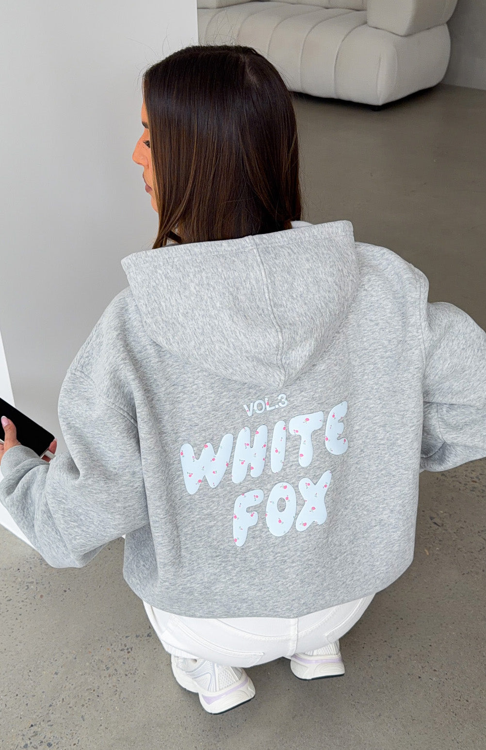 Trending Offstage Printed Oversized Hoodie Dark Grey Marle