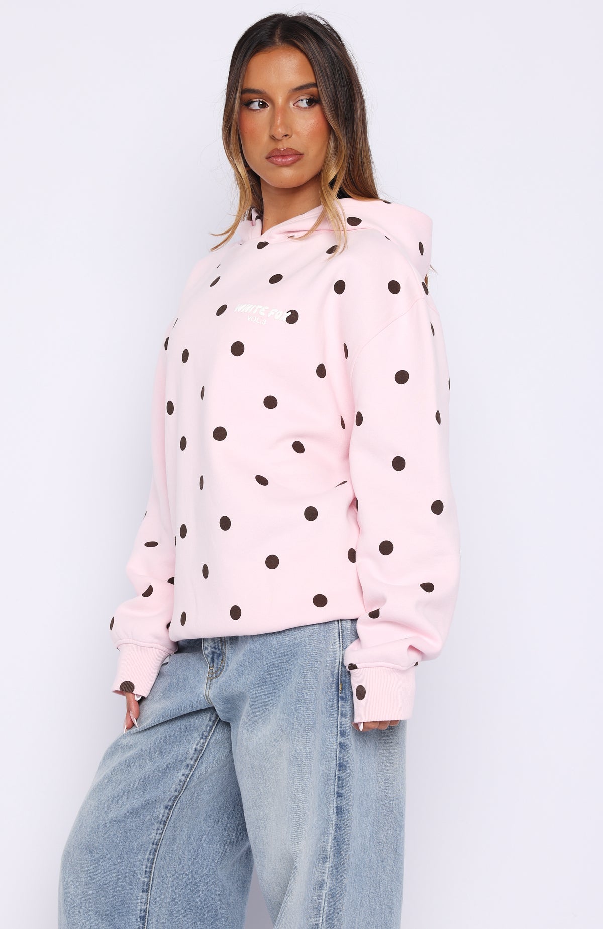 Trending Offstage Printed Oversized Hoodie Posy Polka Dot