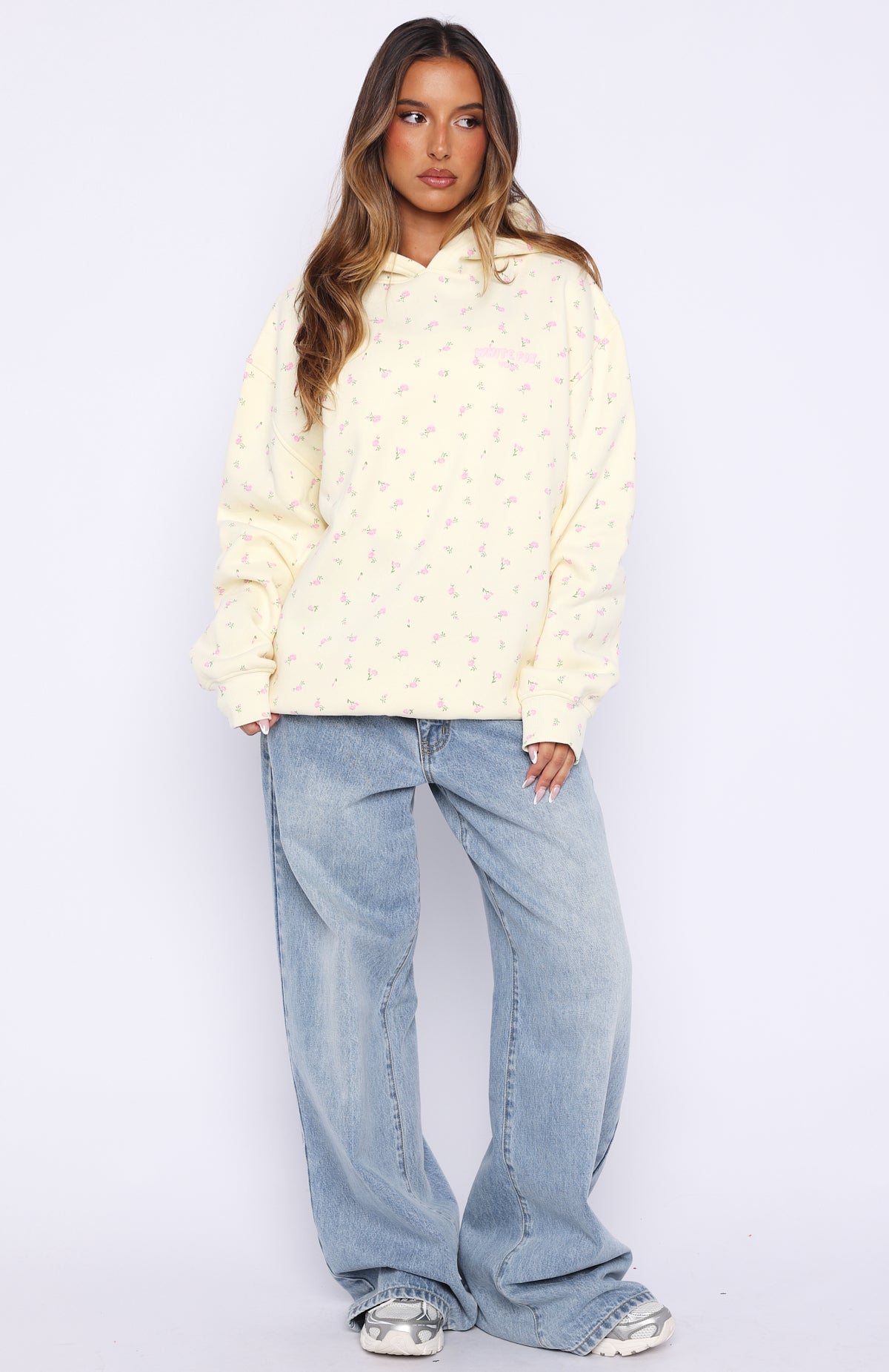 Trending Offstage Printed Oversized Hoodie Lemon Ditsy