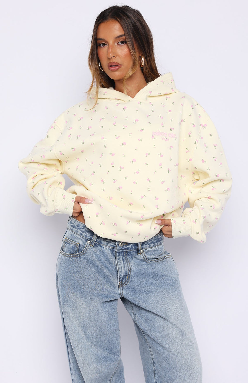 Trending Offstage Printed Oversized Hoodie Lemon Ditsy