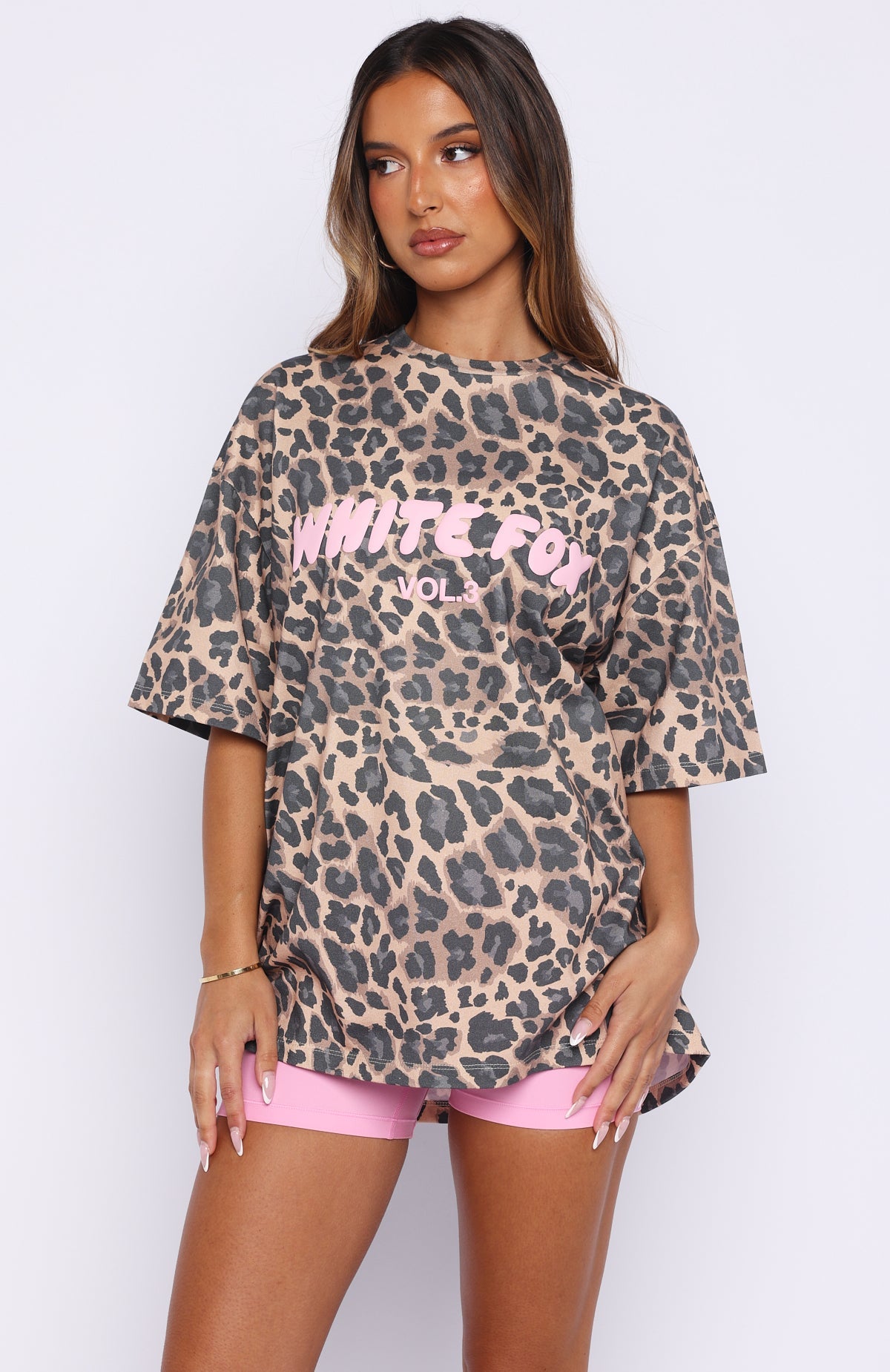 Trending Offstage Printed Oversized Tee Dark Leopard
