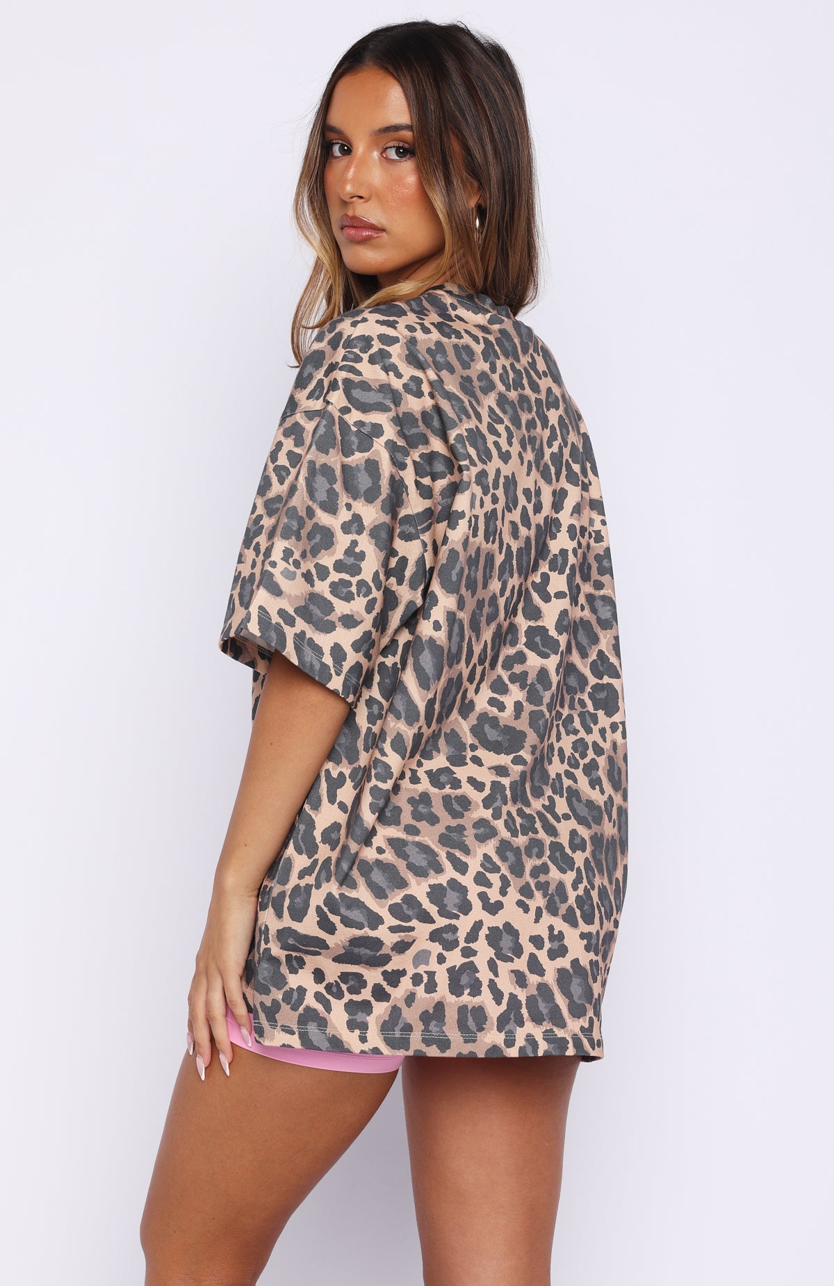 Trending Offstage Printed Oversized Tee Dark Leopard