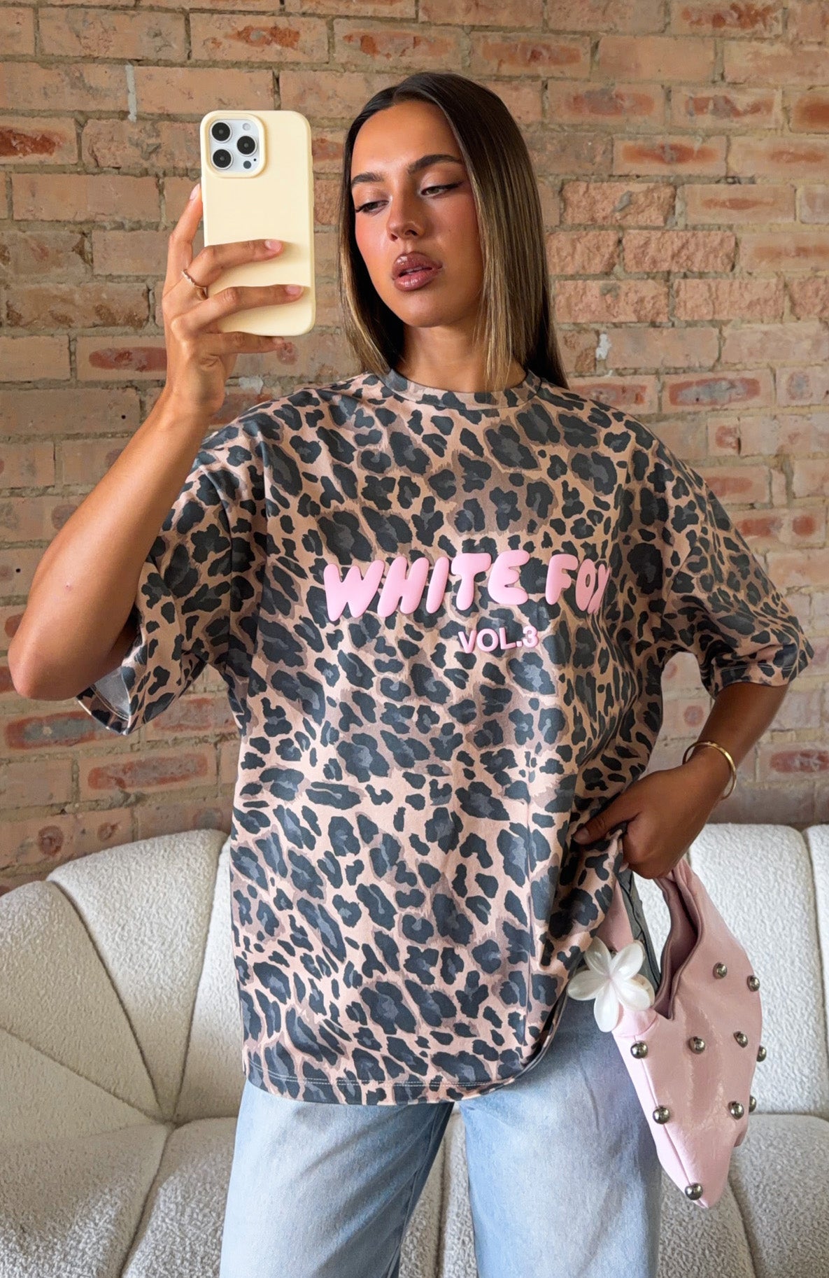 Trending Offstage Printed Oversized Tee Dark Leopard