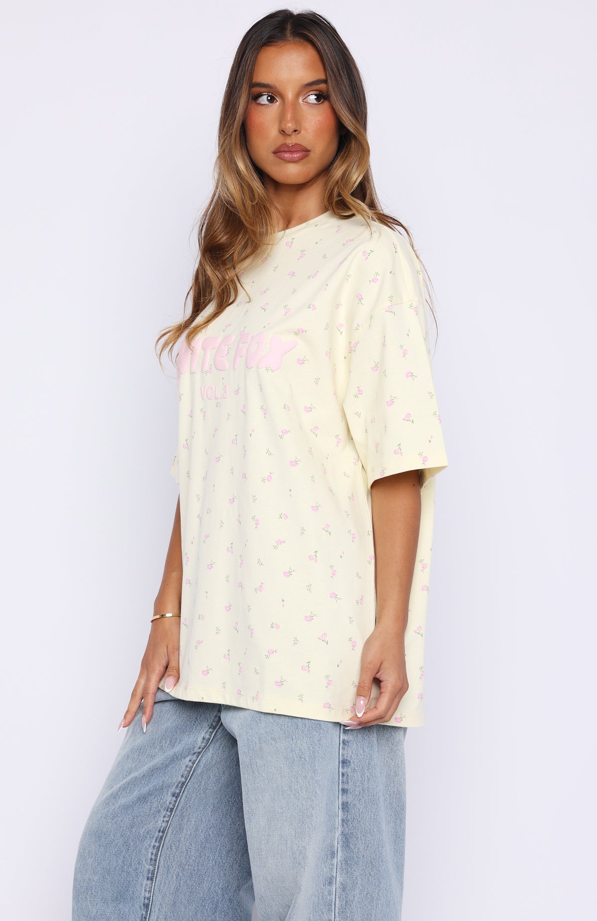 Trending Offstage Printed Oversized Tee Lemon Ditsy