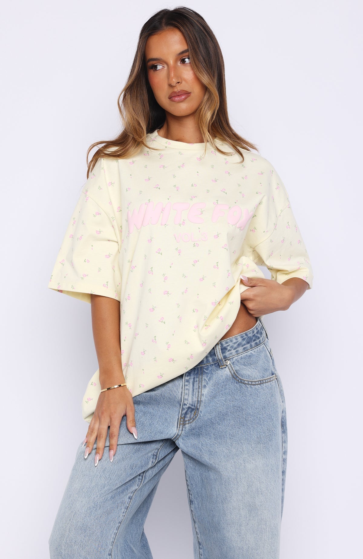 Trending Offstage Printed Oversized Tee Lemon Ditsy