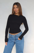 Trending Only For Tonight Long Sleeve Top Black