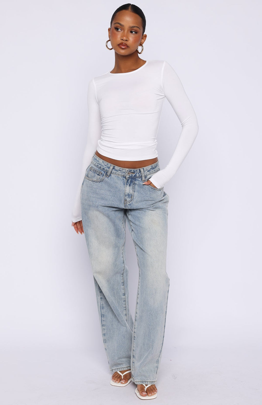 Trending Only For Tonight Long Sleeve Top White