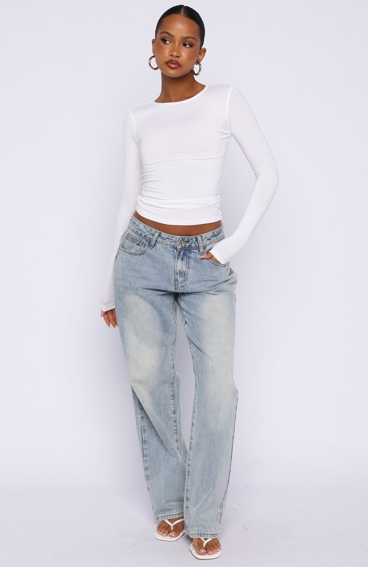 Trending Only For Tonight Long Sleeve Top White
