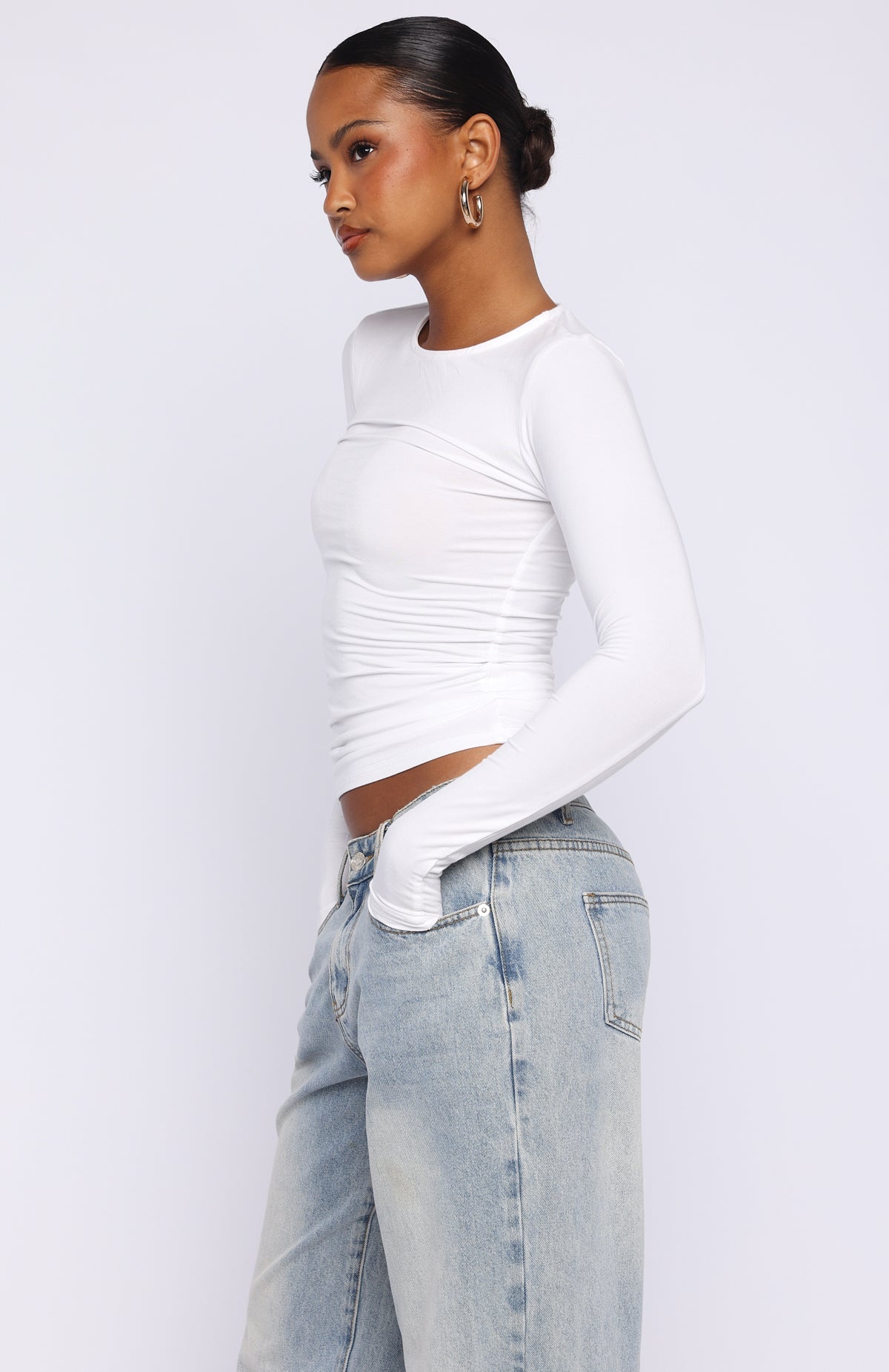 Trending Only For Tonight Long Sleeve Top White