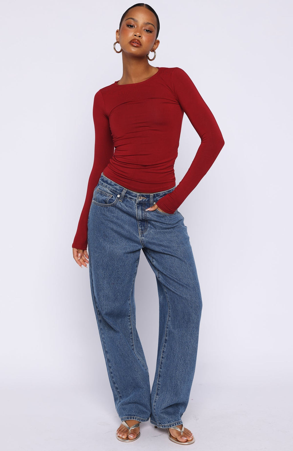 Trending Only For Tonight Long Sleeve Top Wine