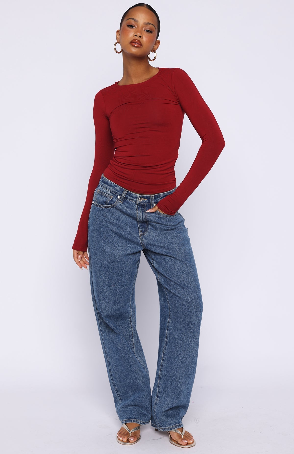 Trending Only For Tonight Long Sleeve Top Wine