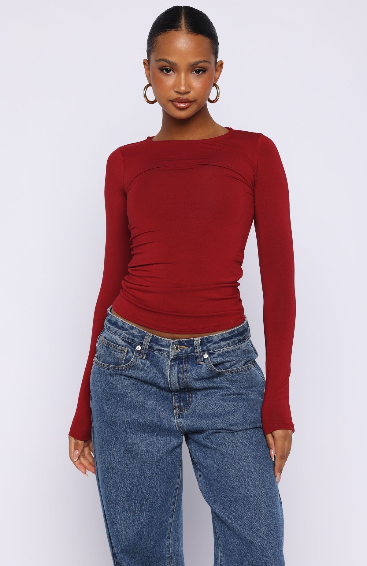 Trending Only For Tonight Long Sleeve Top Wine