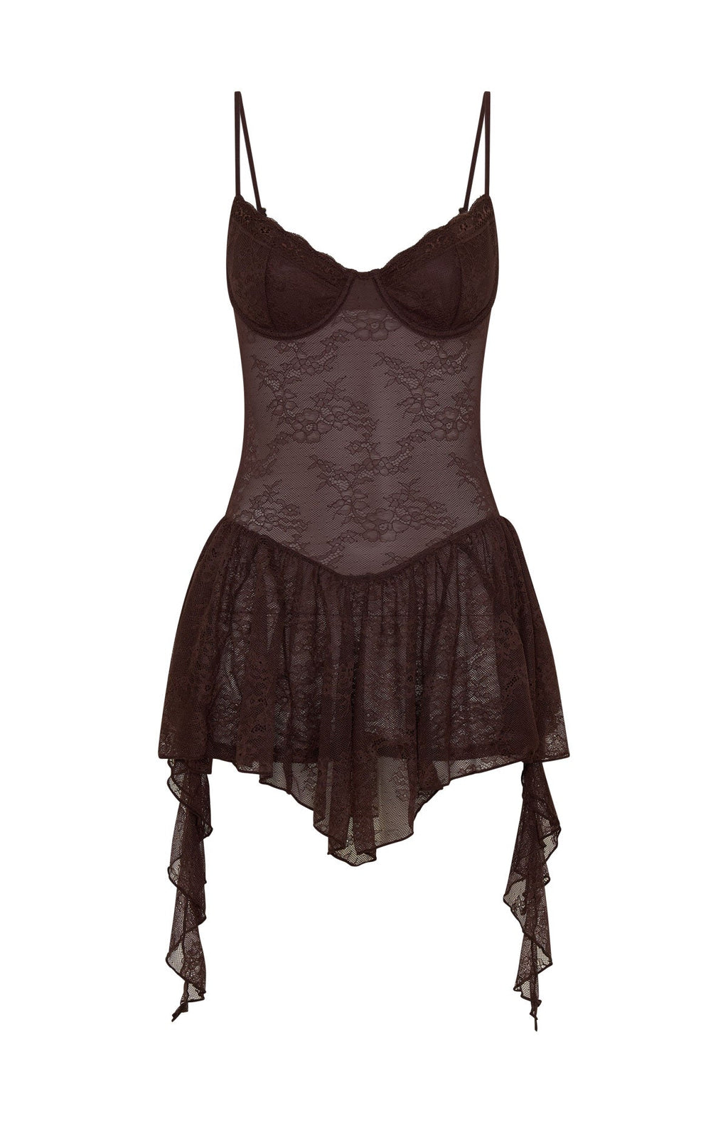 Trending Only Tonight Lace Playsuit Chocolate