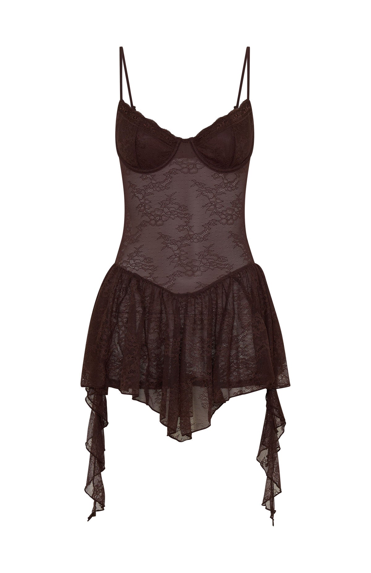 Trending Only Tonight Lace Playsuit Chocolate