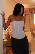 Trending Spotlight On Me Strapless Bustier Champagne Glitter