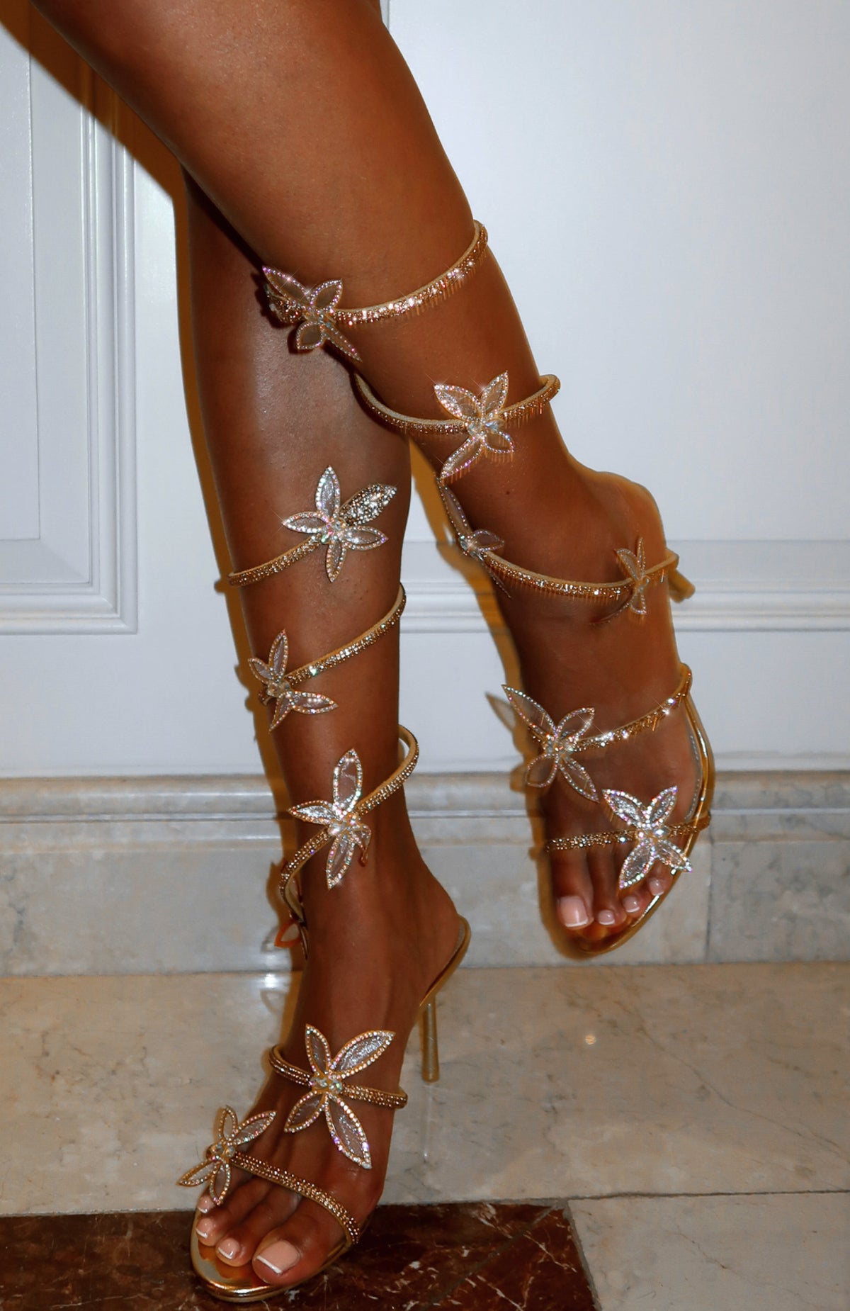 Trending Shai Diamante Wrap Heels Gold