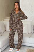 Trending Pillow Talk Printed Long Sleeve Pyjama Set Leopard