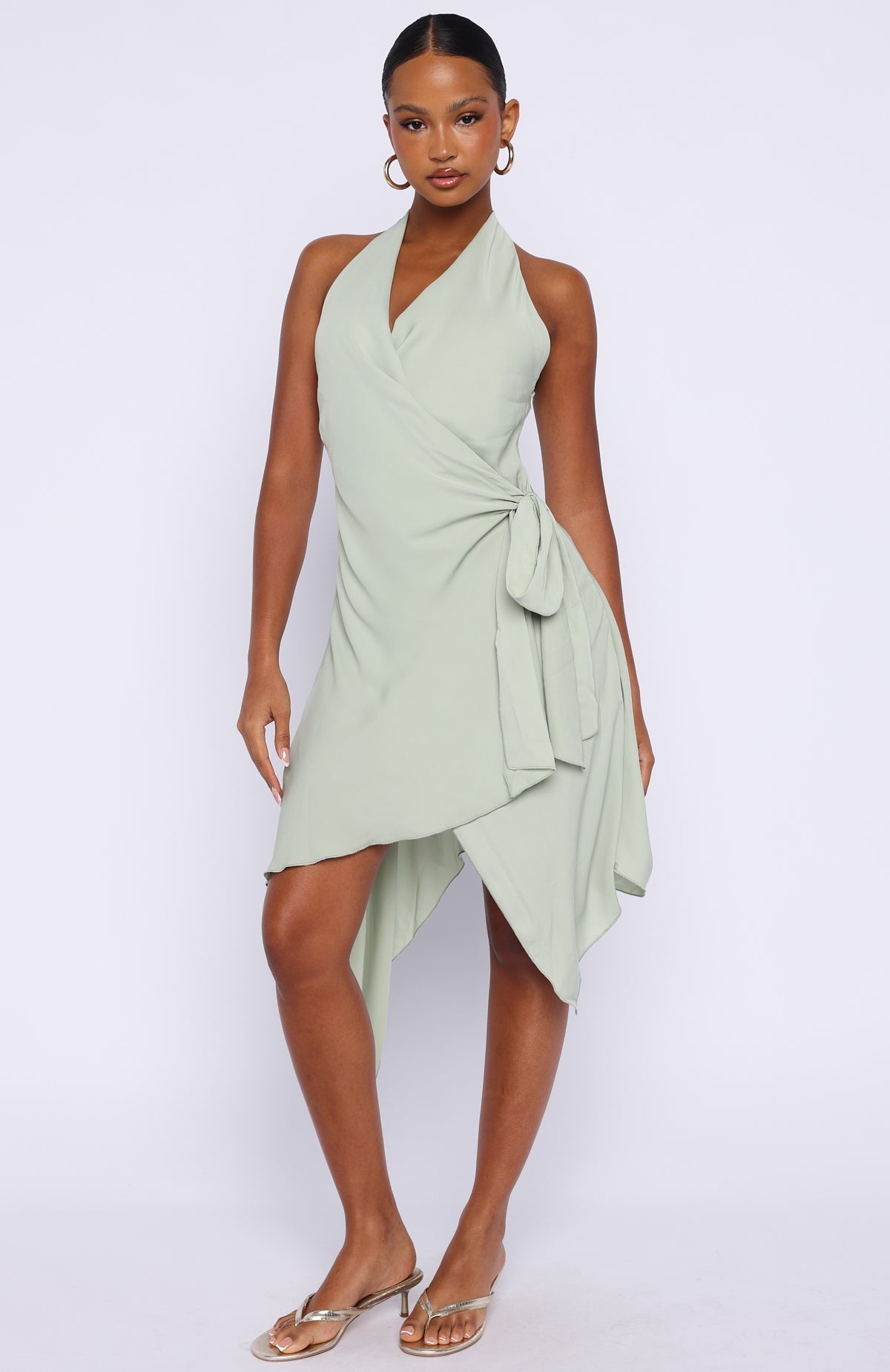 Trending Reminiscing Halter Midi Dress Mint