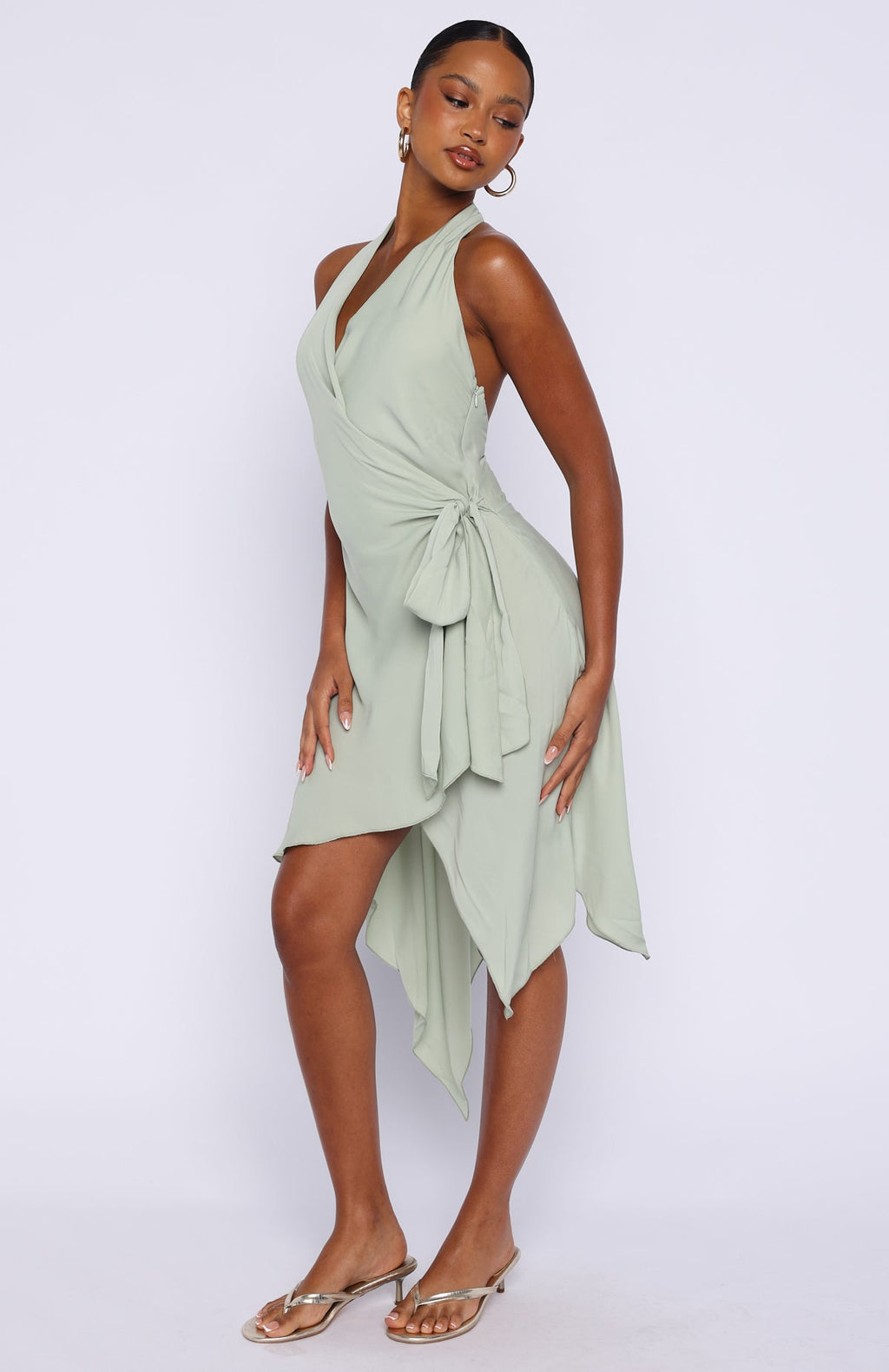 Trending Reminiscing Halter Midi Dress Mint