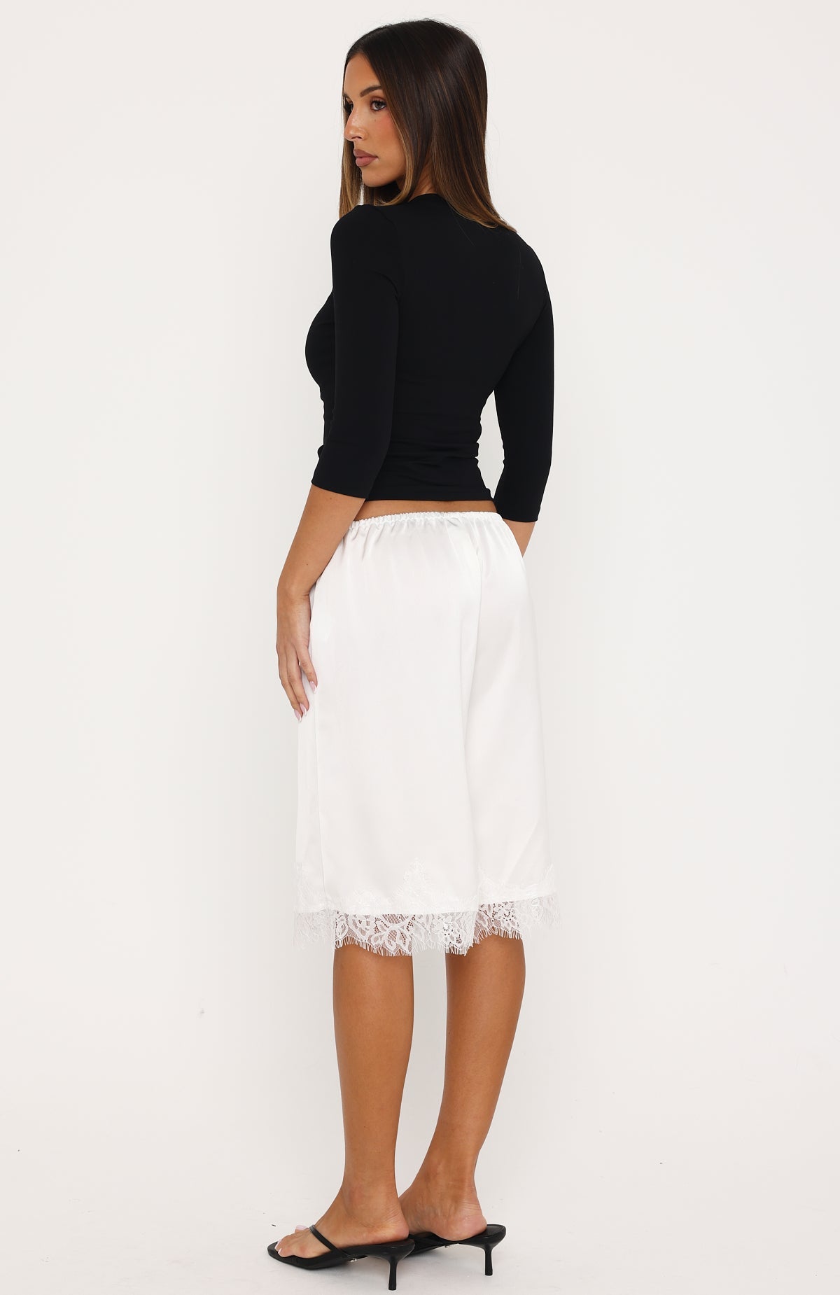 Trending Right Direction Lace Trim Shorts White