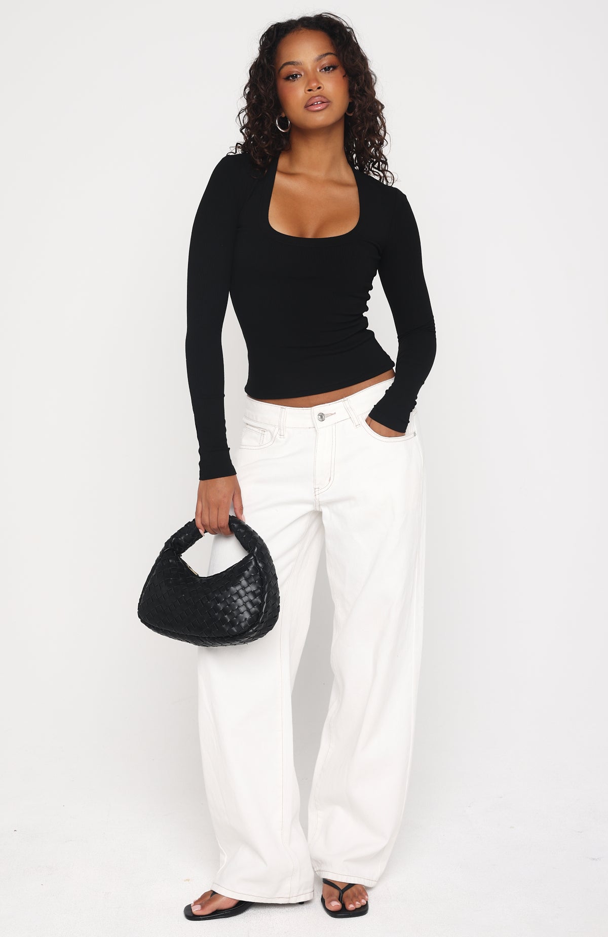 Trending Serenade Her Ribbed Long Sleeve Top Black