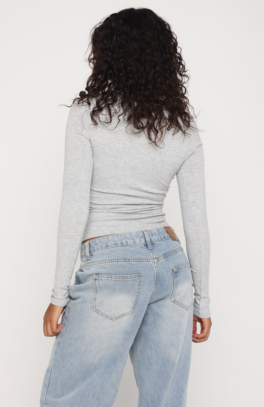Trending Serenade Her Ribbed Long Sleeve Top Light Grey Marle