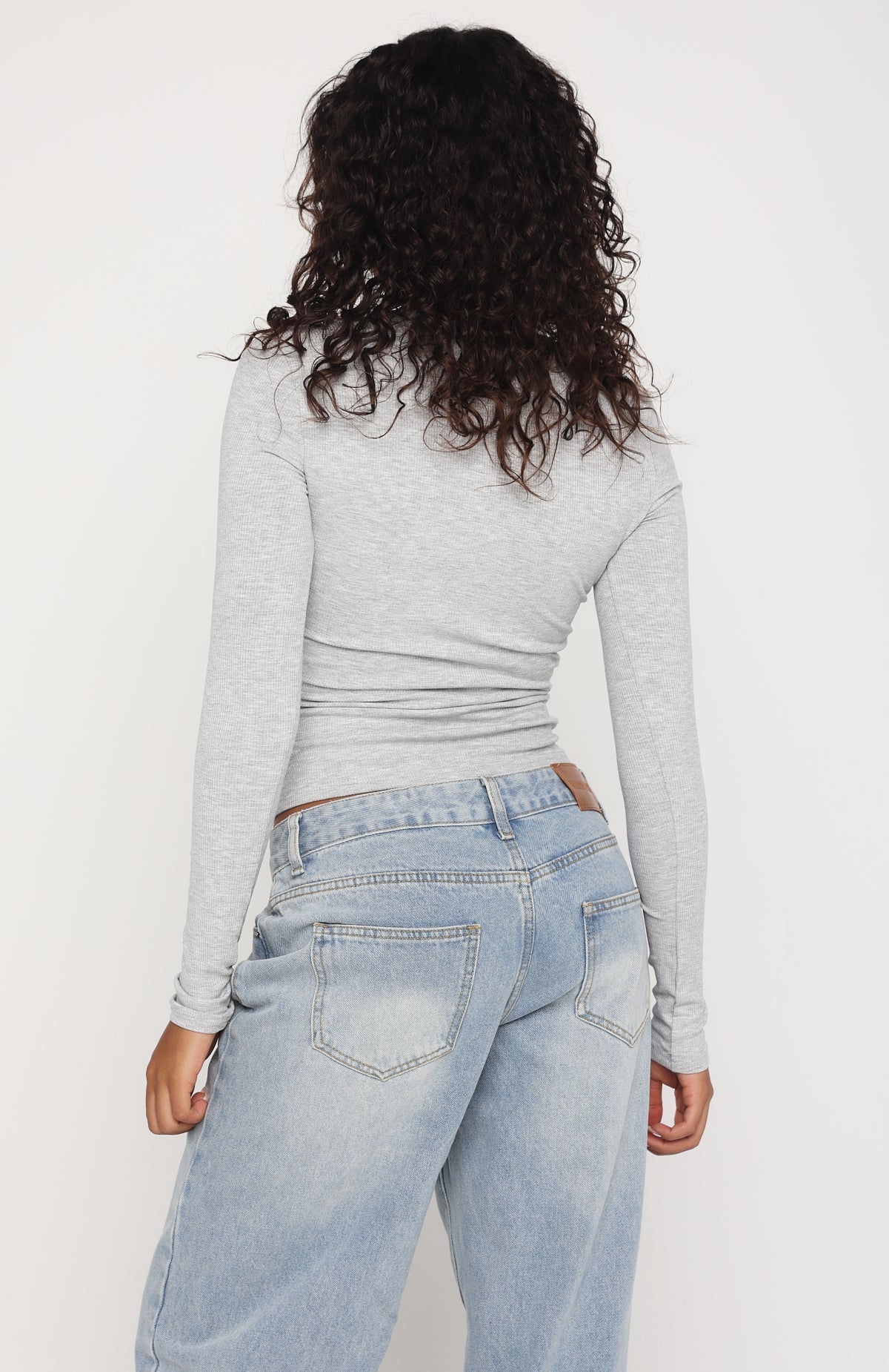 Trending Serenade Her Ribbed Long Sleeve Top Light Grey Marle