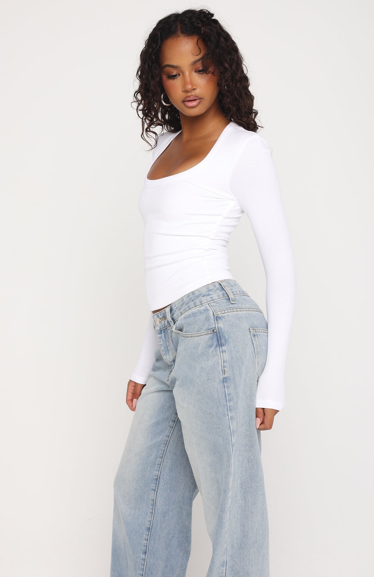 Trending Serenade Her Ribbed Long Sleeve Top White