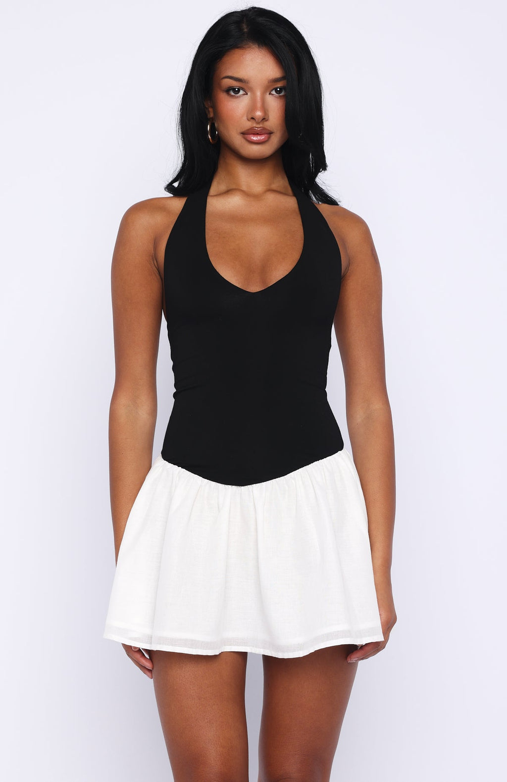 Trending Shes Untouchable Halter Neck Mini Dress BlackWhite